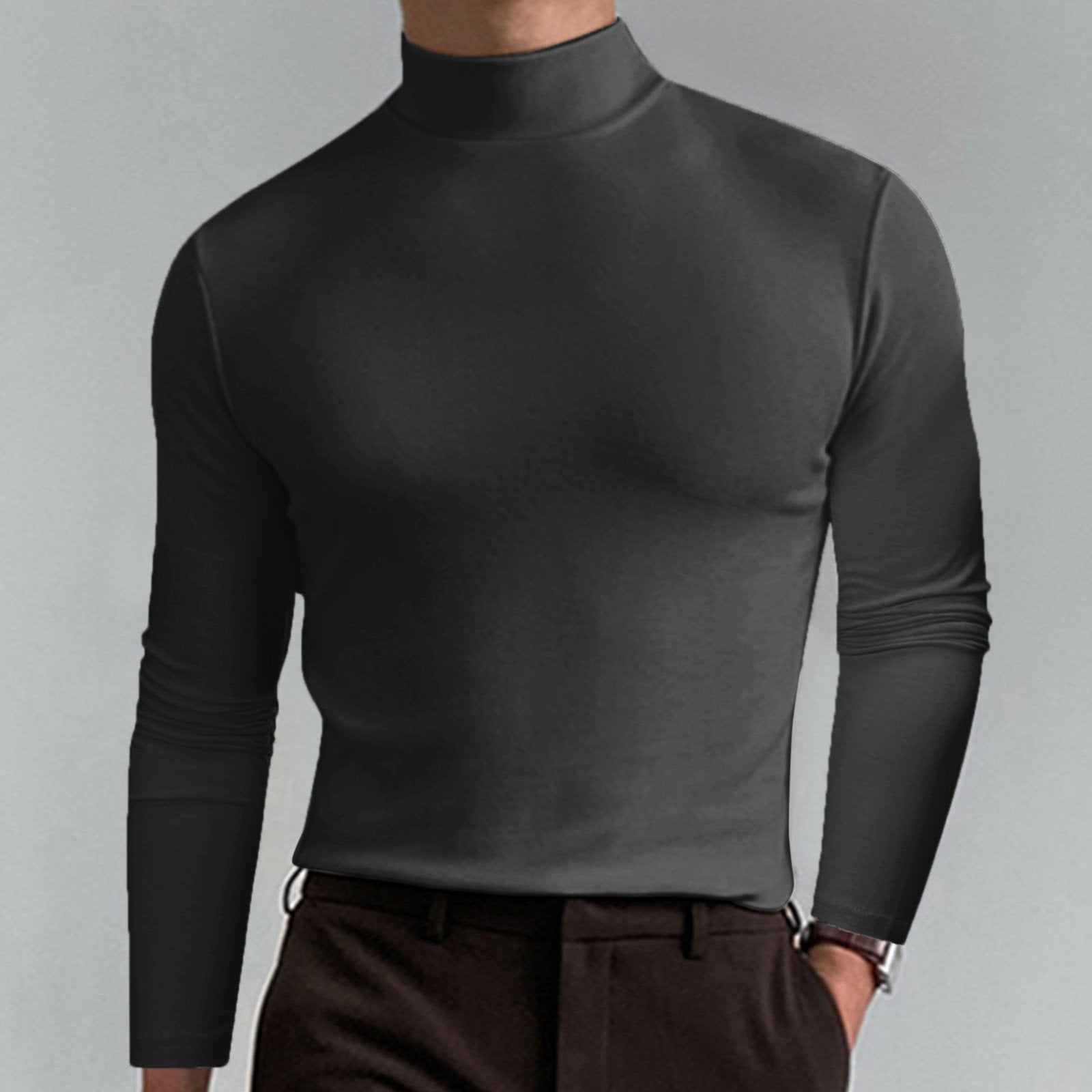 ⏳Begrenzte Zeit 50% Rabatt💥🎁【Geschenk-Empfehlung】Hochgeschlossenes Herren-T-Shirt mit langen Ärmeln und schmaler Passform