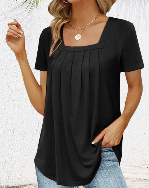 💕BIS ZU 50% RABATT🌷 Elegantes, einfarbiges Damen-T-Shirt mit quadratischem Ausschnitt