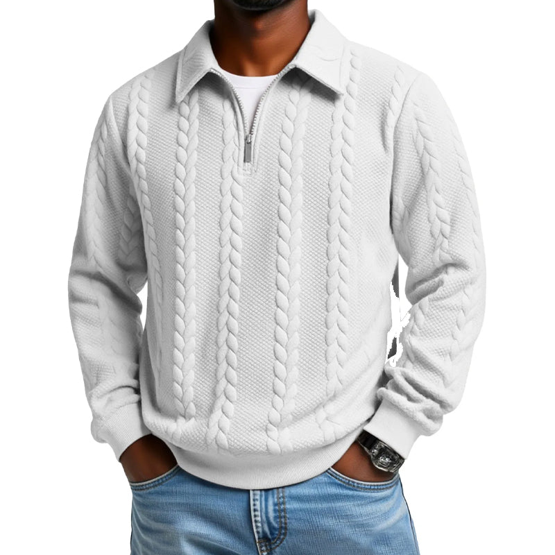 🎉 Neujahrsgeschenk – 50% RABATT!👕Klassischer Zopfmuster-Herrenpullover mit Halbreißverschluss: Reverskragen & Weiches Material – Zeitlos lässig für jeden Anlass!