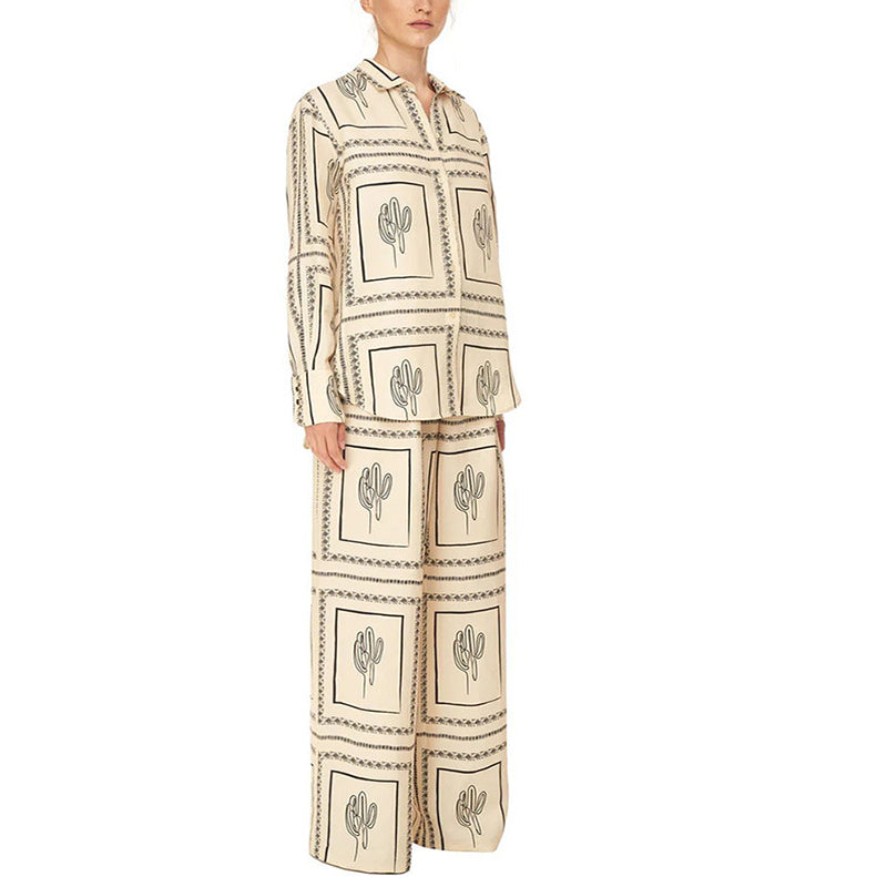 🔥40% Rabatt🔥Geometrisches Set für Damen - Shirt und Hose mit weitem Bein