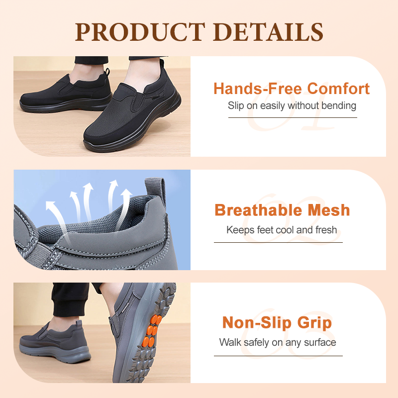 👟 60% RABATT JETZT! ✨ Herren Orthopädische Atmungsaktive Slipper-Sneakers - Fußgewölbe Unterstützung mit Memory-Schaum Einlegesohlen für Ganzägigen Komfort 🏃‍♂️💨