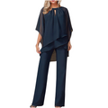 🌞Frühlingserwachen: 50% Rabatt!✨Festliches Chiffon-Set: Figurschmeichelnder Zweiteiler im Lagen-Look mit weiter Hose